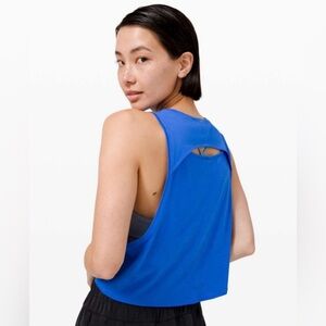 Lululemon Cut Back Crop Tank Top Blue Women’s 8 Keyhole Back Pima Cotton